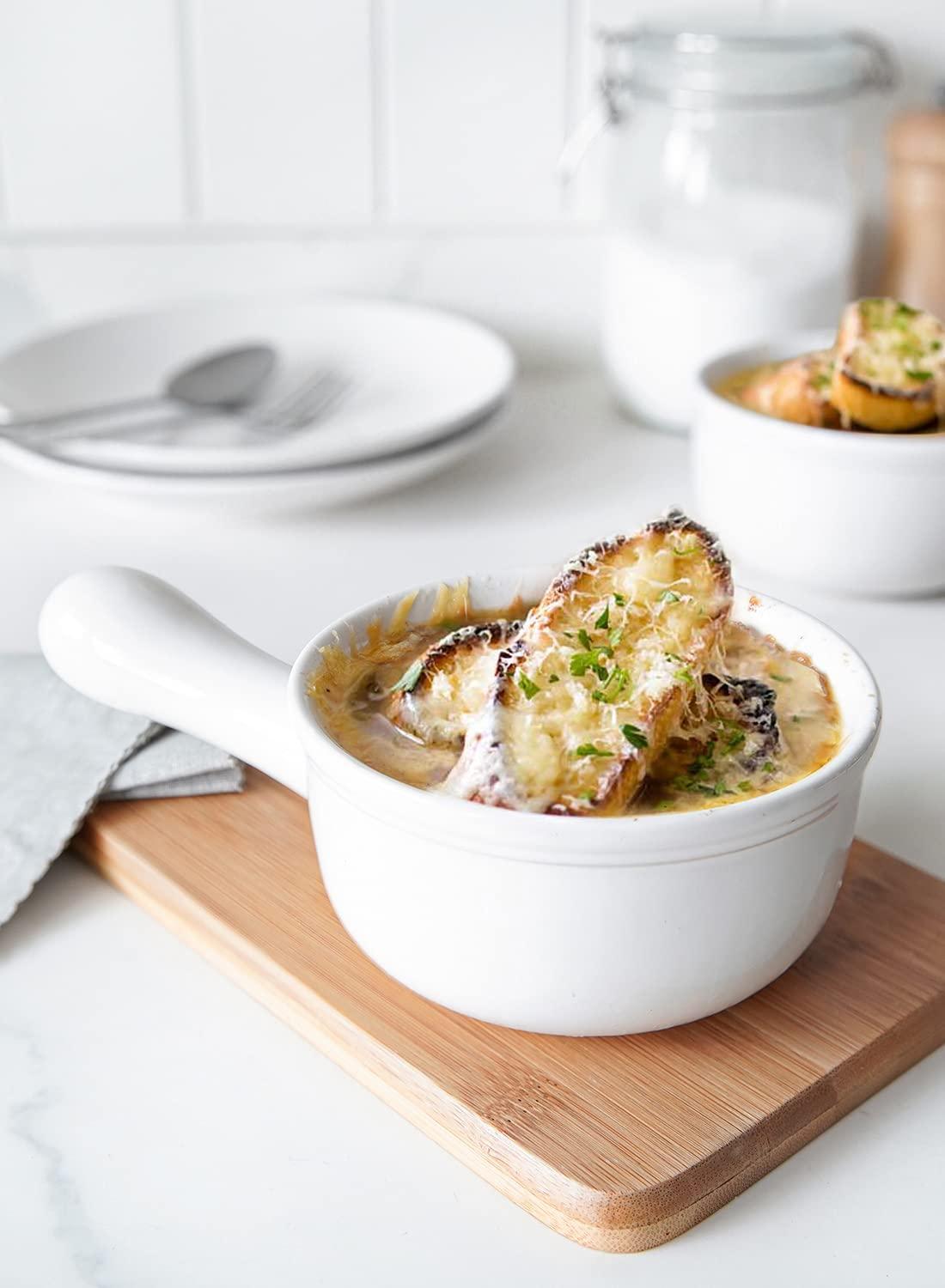 LE TAUCI 15 OZ French Onion Soup Bowls With Handles, Set of 4 Serving Bowls