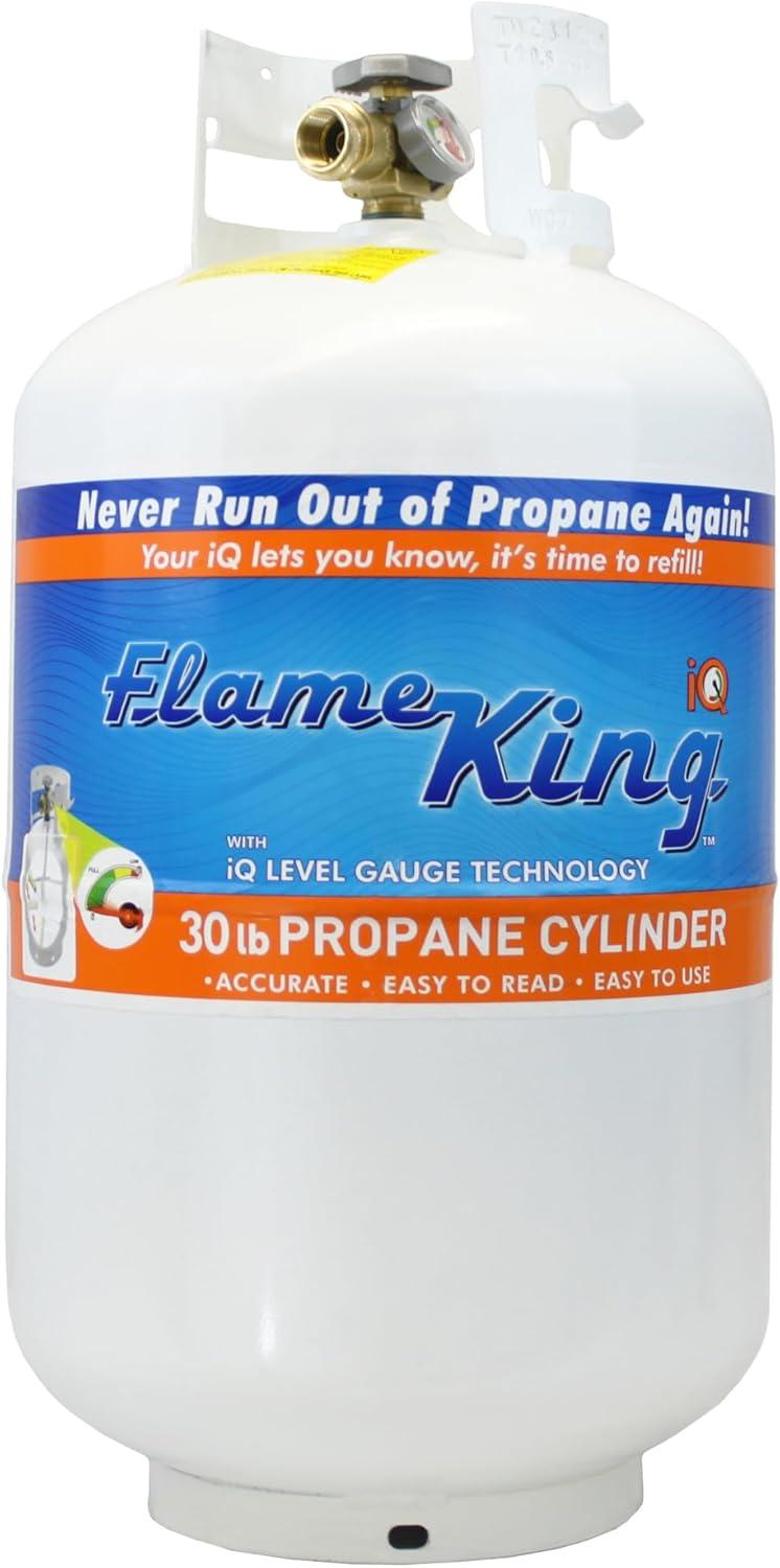 Flame King Flame King 30LB Empty Steel Propane Tank LP Cylinder, OPD Valve & Built-in Gauge for Grills & BBQs
