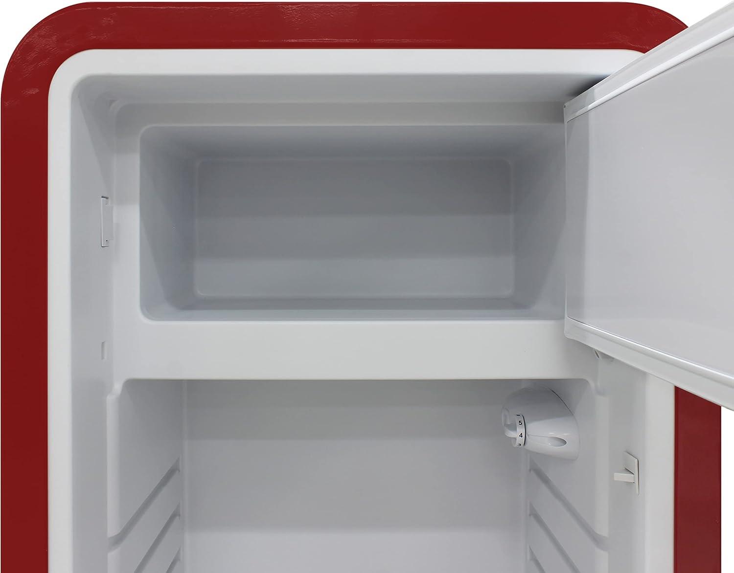 Brama 9.2 Cu.Ft. Retro Red Top-Freezer Refrigerator with Solid Steel Door