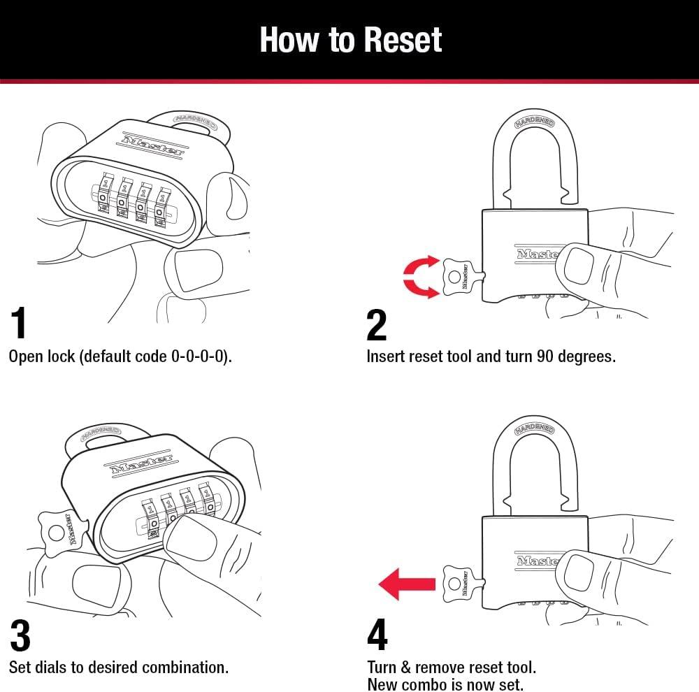 Master Lock Padlock, Set Your Own Combination Lock, 2 in. Wide, 175D Pack of 4