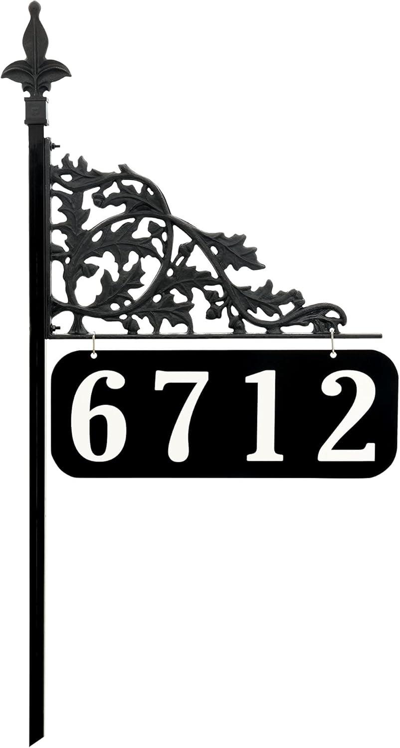 Address America USA Handcrafted Annandale Double-Sided Reflective Address Sign - 30" Pole