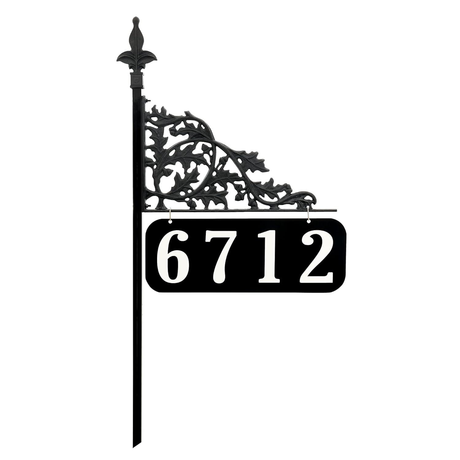 Address America USA Handcrafted Annandale Double-Sided Reflective Address Sign - 30" Pole