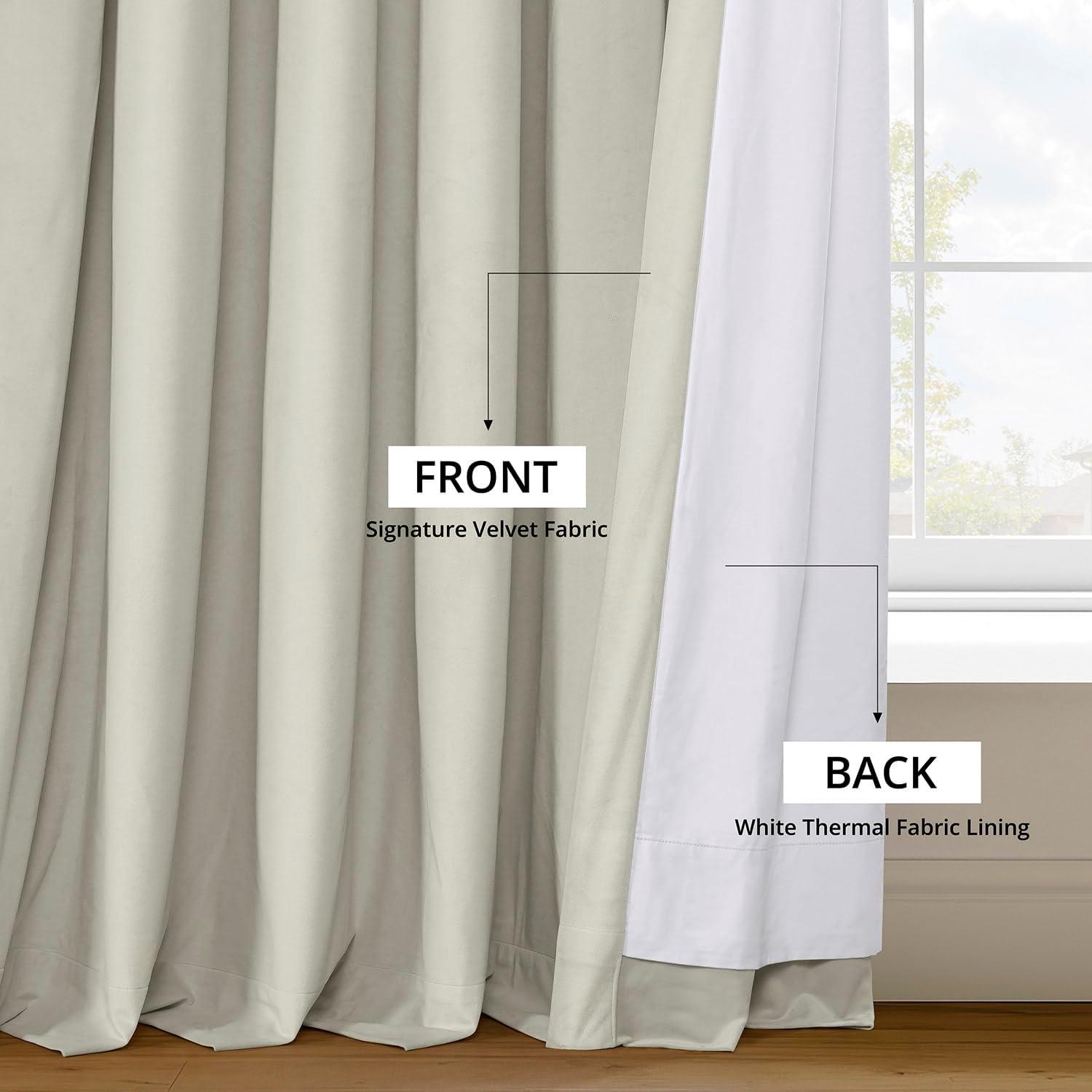 Half Price Drapes Porcelain White French Pleat Signature Velvet Blackout Curtains(1 Panel),50WX 108L