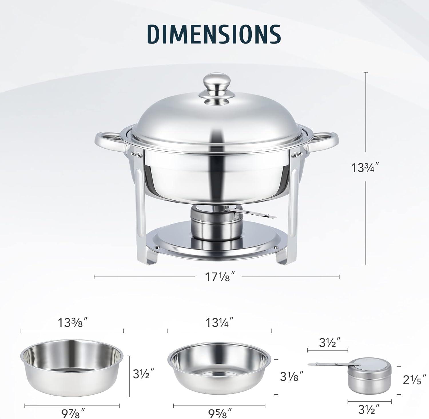 The Party Aisle™ Stainless Steel 5 Quarts Round Chafing Dish (Set of 2)