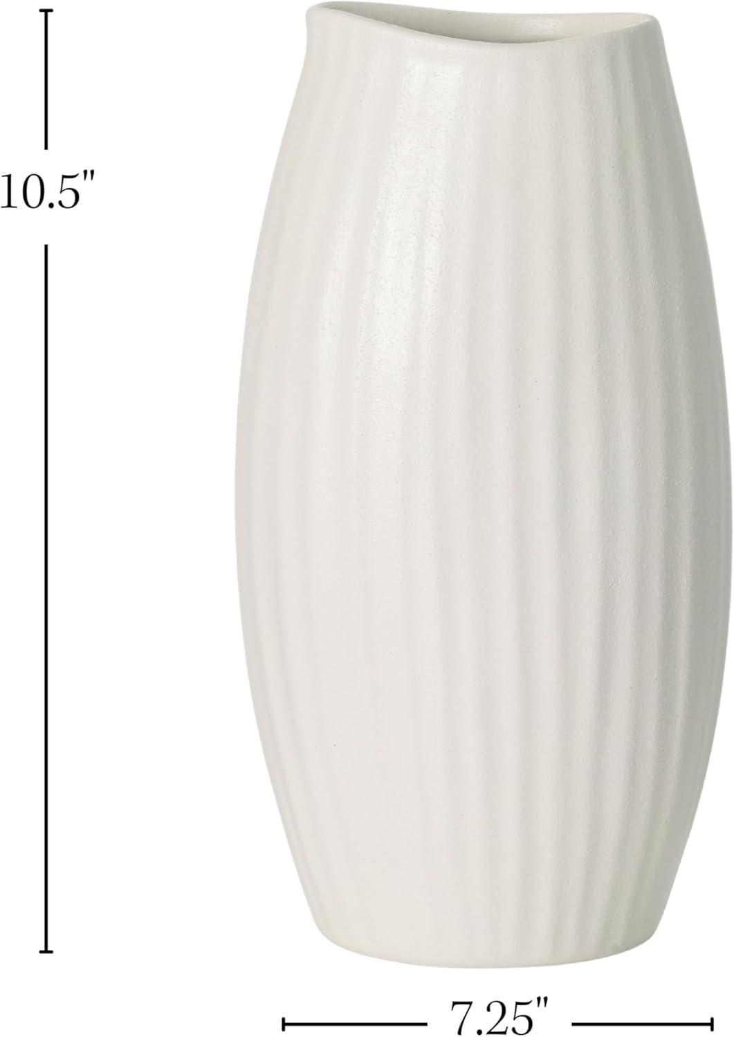 Sullivans 9" Modern White Ribbed Vase