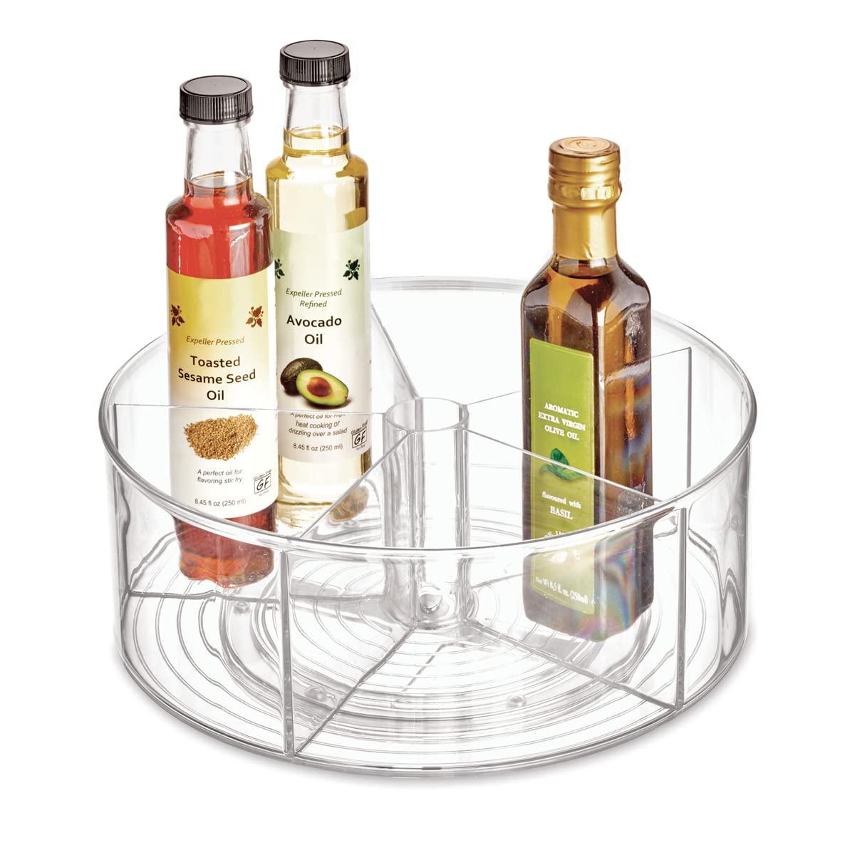 iDesign iDesign Recycled Plastic Divided Lazy Susan Turntable Organizer, Pantry, Bathroom, General Storage and More, The Linus Collection - 11.5", Clear