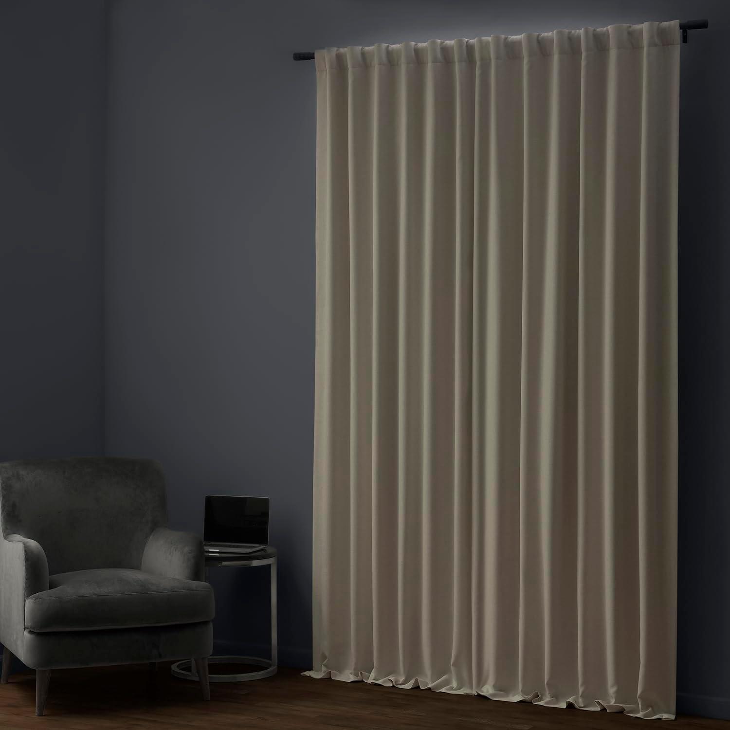 Signature Caravan Beige Faux Linen Blackout Curtain (1 Panel), Caravan Beige, 50W X 96L