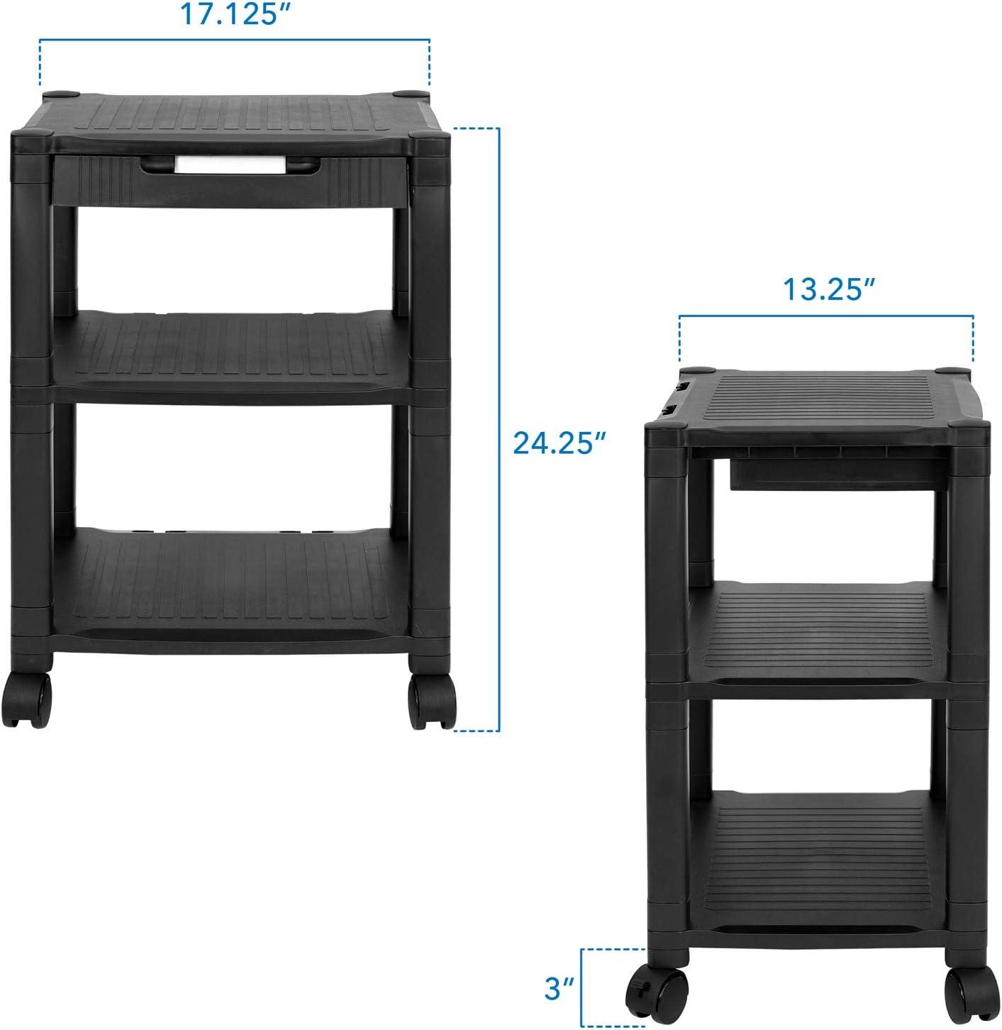 Mount-It! Under Desk Printer Stand with Wheels & Storage Shelf for Office and Home Use, 2 Tiers