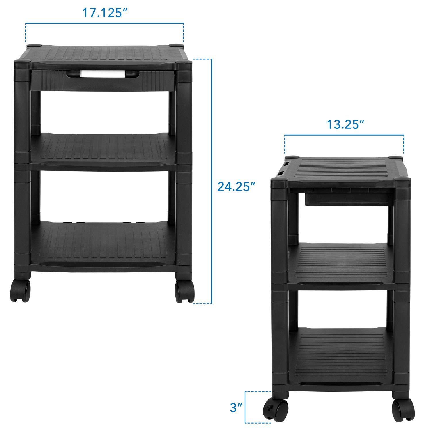 Mount-It! Under Desk Printer Stand with Wheels & Storage Shelf for Office and Home Use, 2 Tiers