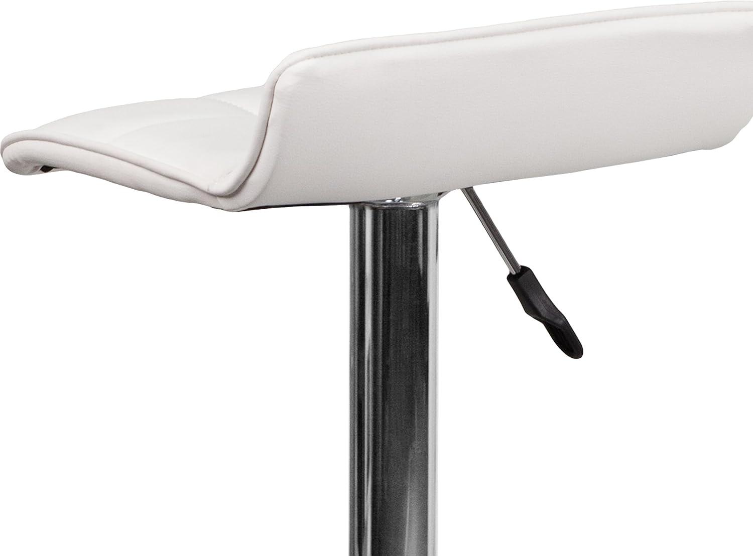 Flash Furniture Contemporary Black Vinyl Adjustable Height Barstool with Quilted Wave Seat and Chrome Base