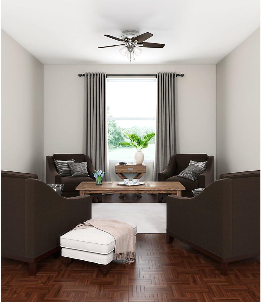 Hunter Fan Newsome 42" 5 - Blade Traditional Indoor Flush Mount Ceiling Fan with Lights and Pull Chains