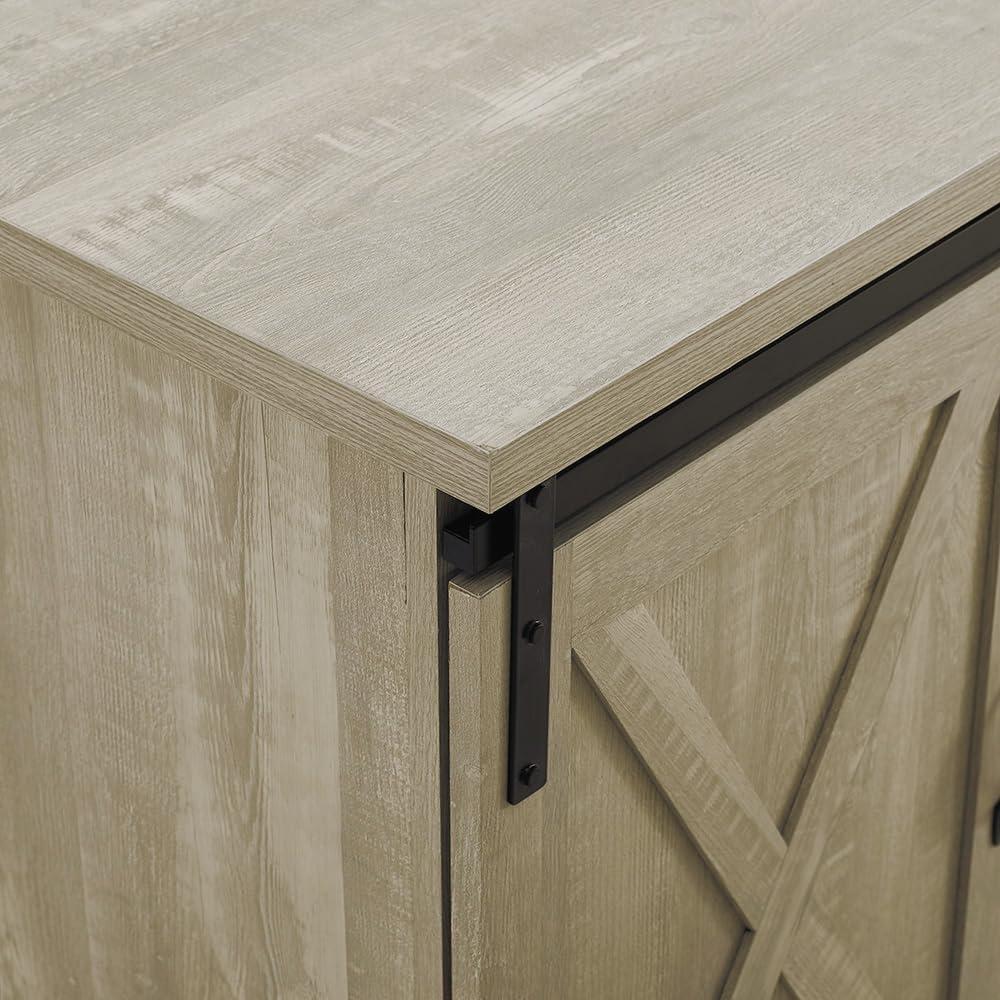 Stone Grey Modern Farmhouse 58" TV Stand with Barn Door Cabinets
