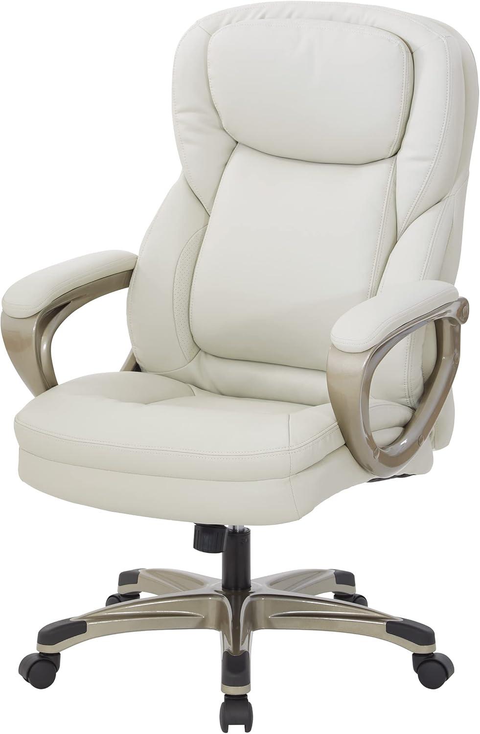 Executive Cream Bonded Leather Office Chair with Cocoa Coated Nylon Base