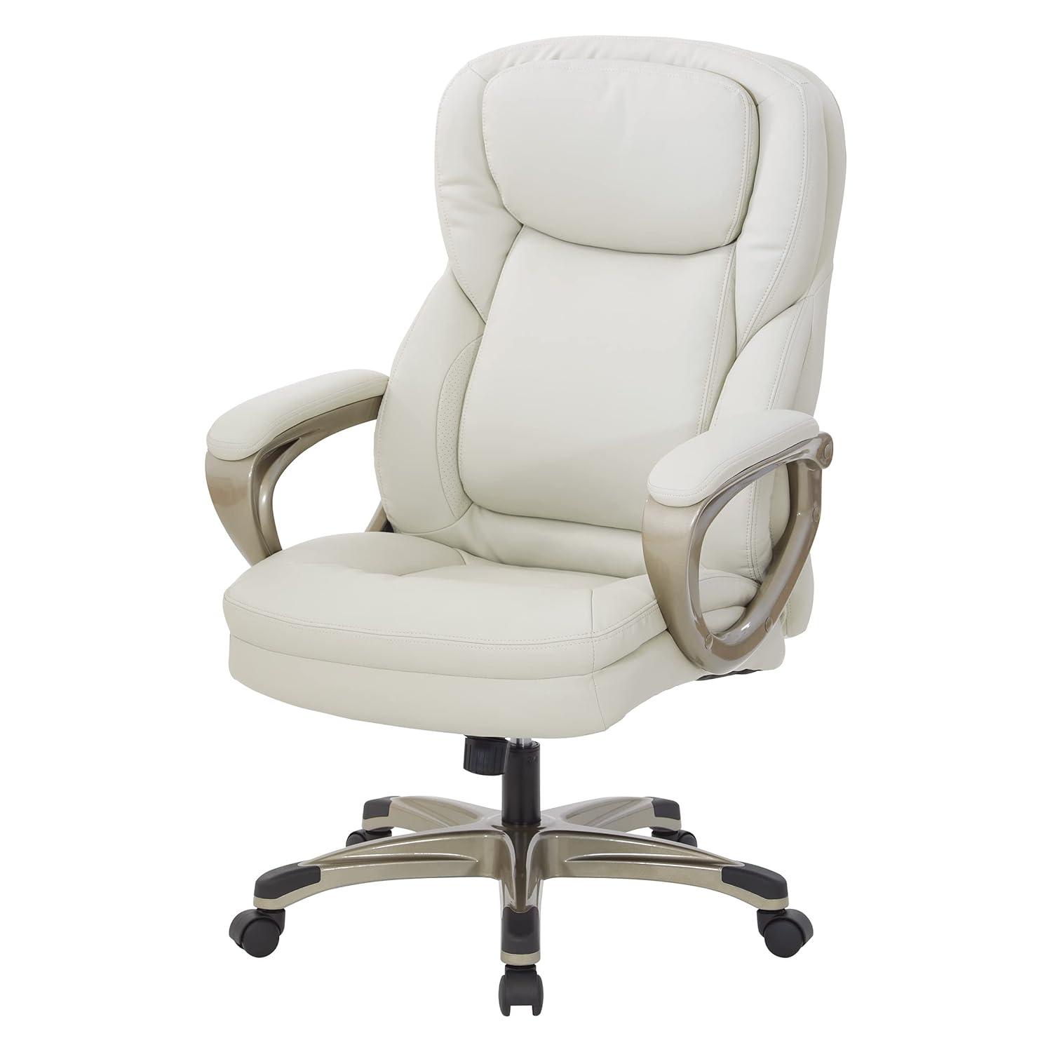 Executive Cream Bonded Leather Office Chair with Cocoa Coated Nylon Base
