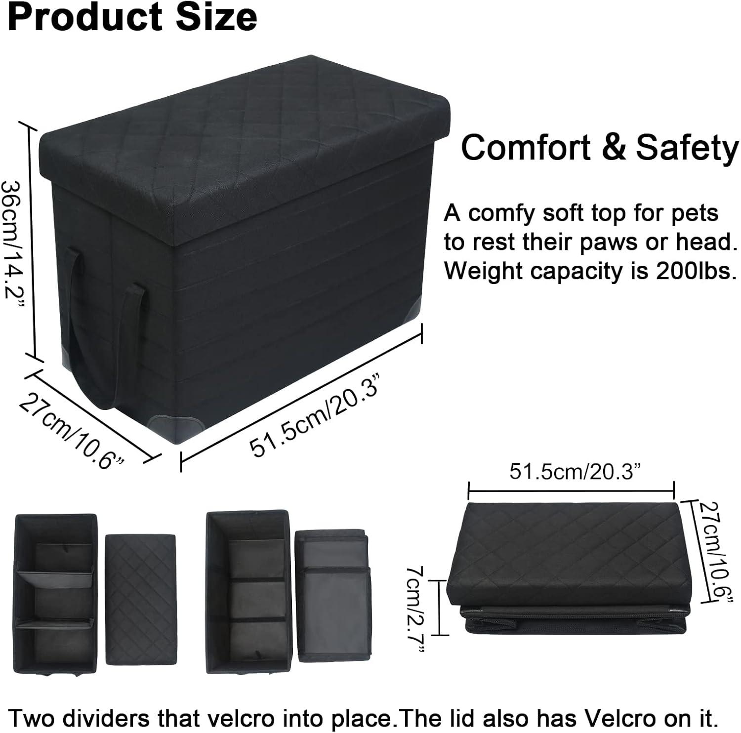 Large Black Rolling Dog Car Seat Extender with Storage