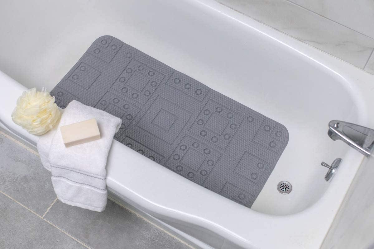 Duck Brand 17" x 36" Safety Grip Bathtub Mat with Suction Cups, Gray