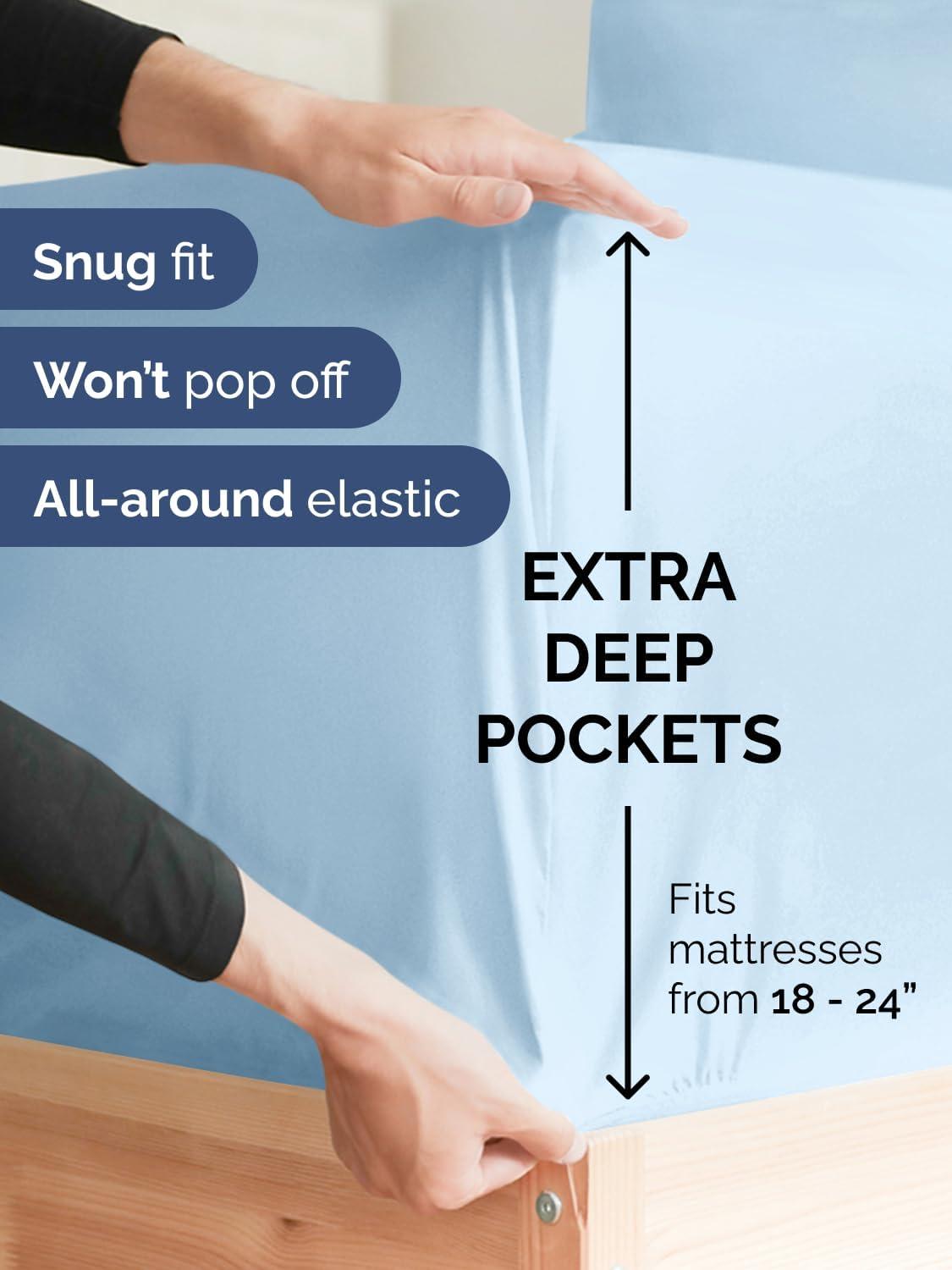 4 Piece Ultra Soft & Cooling Deep Pocket Sheet Set Brushed Hotel Luxury Bed Sheets