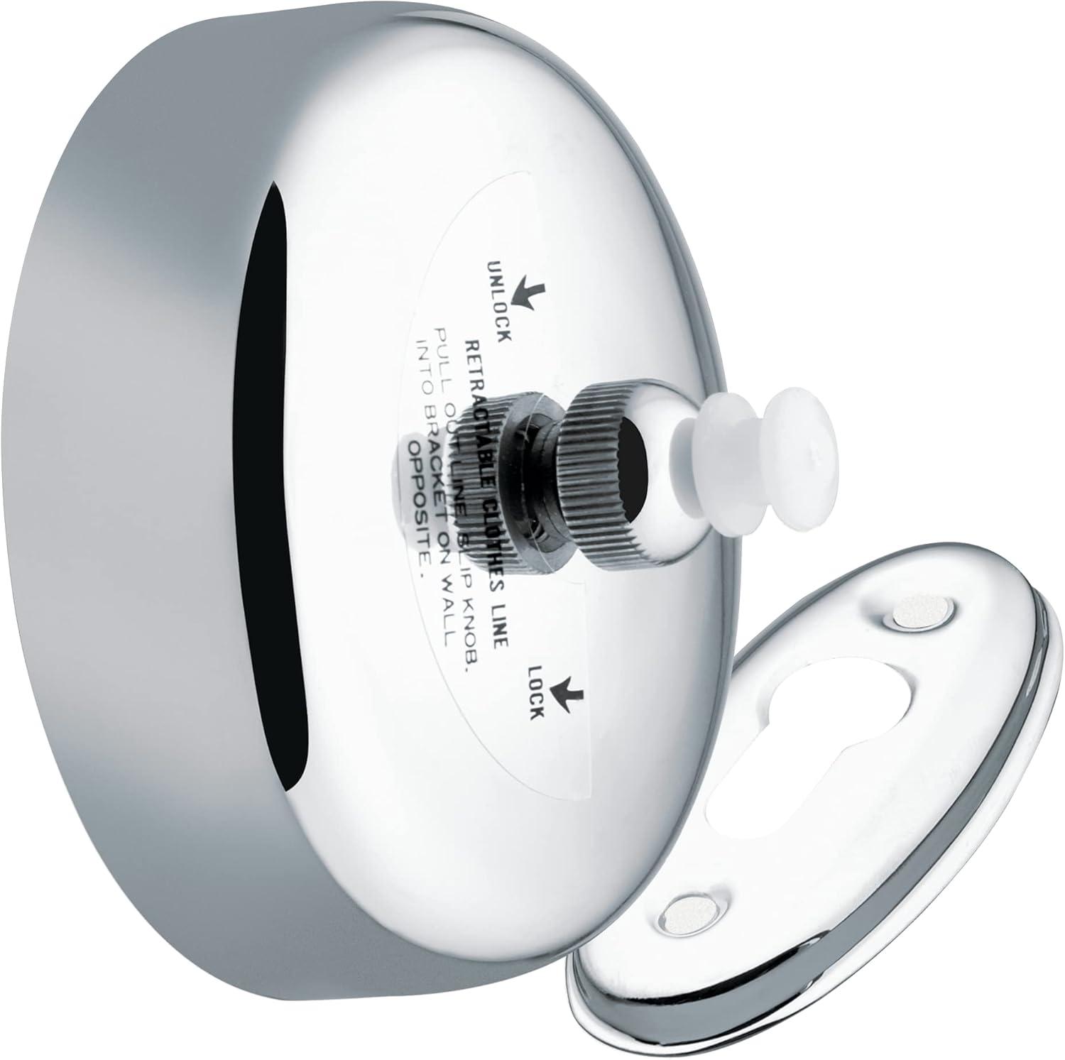 Polished Chrome Retractable Wall Mount Clothesline