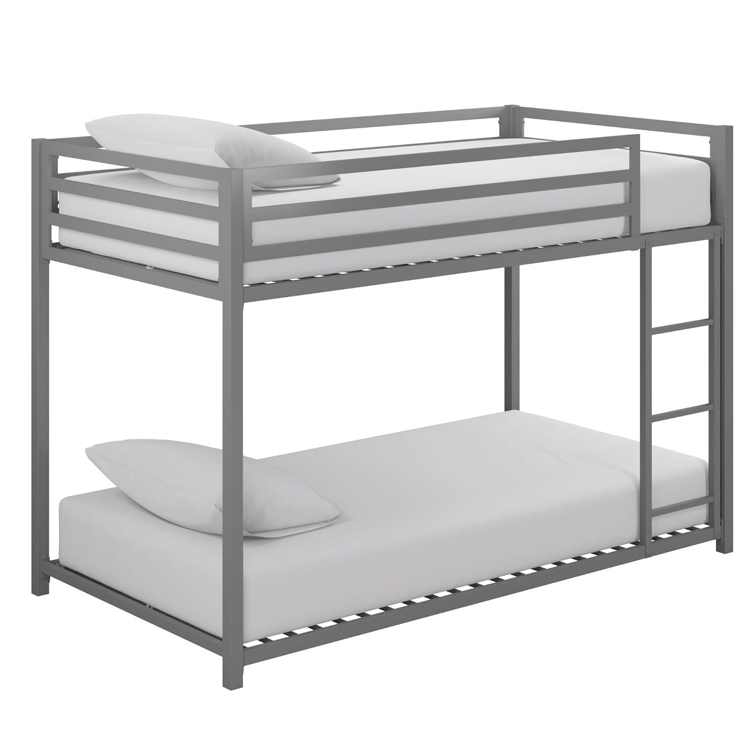 DHP Miles Metal Twin/Twin Bunk Bed, Silver
