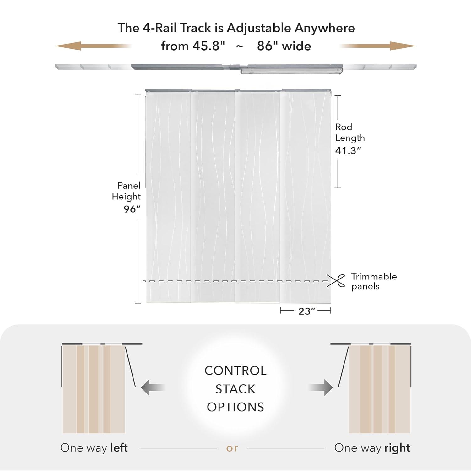 GoDear Design Adjustable Sliding Panel Track Blind 45.8"- 86" W x 96" H, Vertical Blinds Cordless, Light Filtering, Catch Me