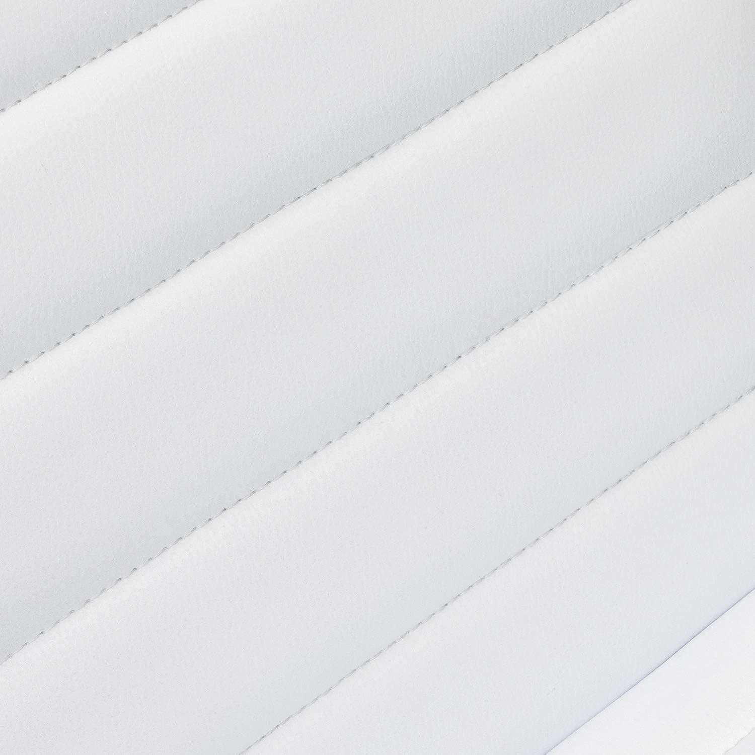 Furmax Leather Swivel Office Chair - Mid Back Vanity Chair for Makeup Desk, Armless Ribbed Task Chair with Ergonomic Support (White)