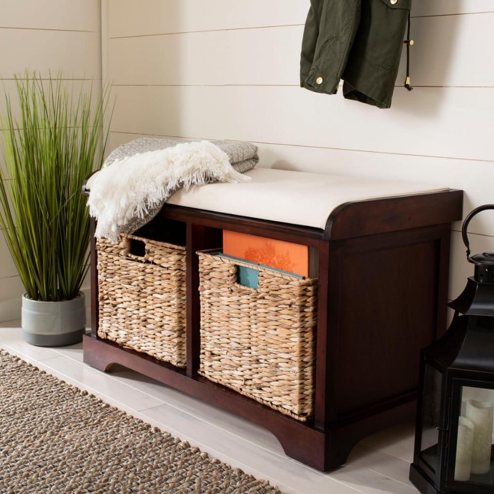 Freddy Wicker Storage Bench - Cherry - Safavieh