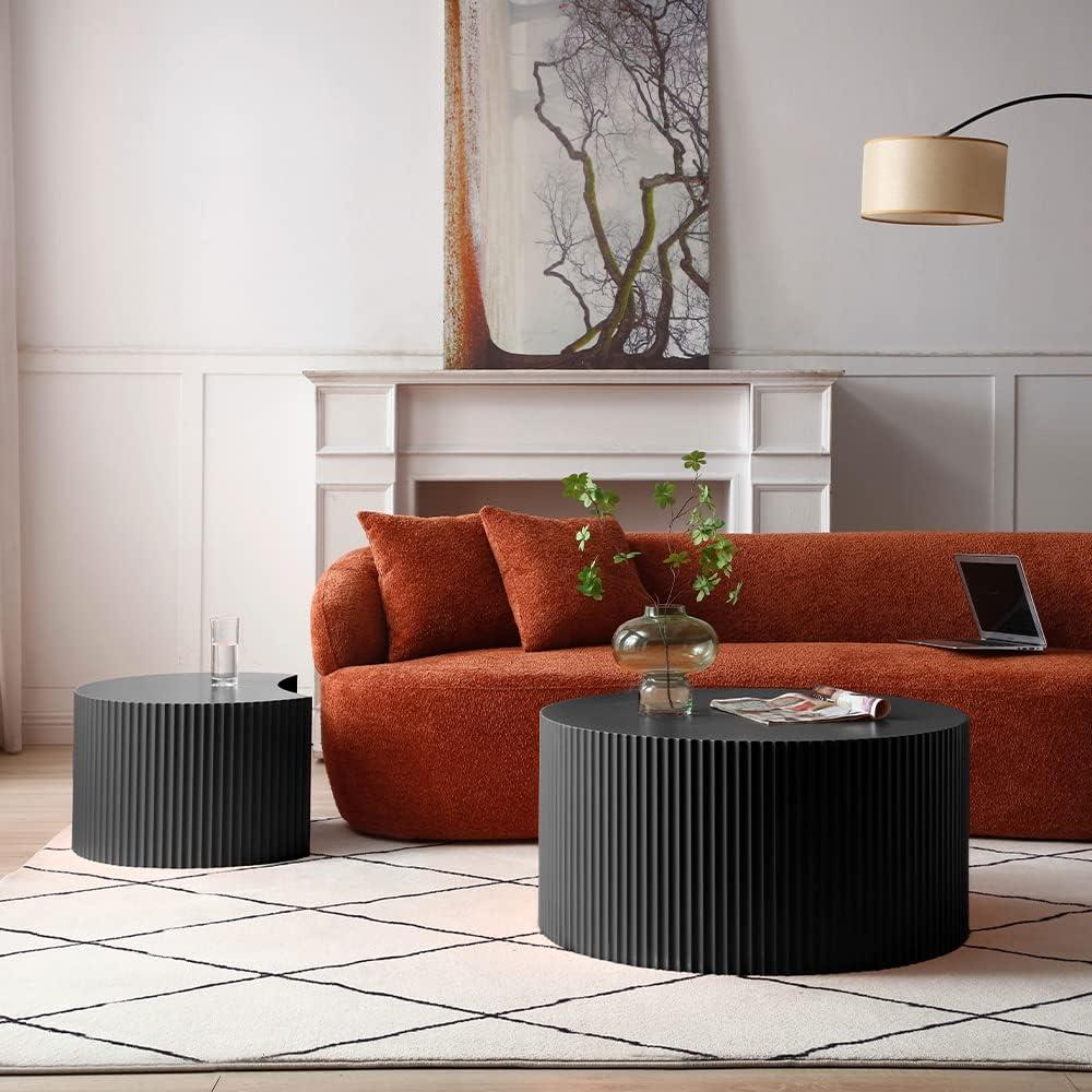 Williamspace Nesting Coffee Table Set, Modern Luxury, 2 Pieces, Black