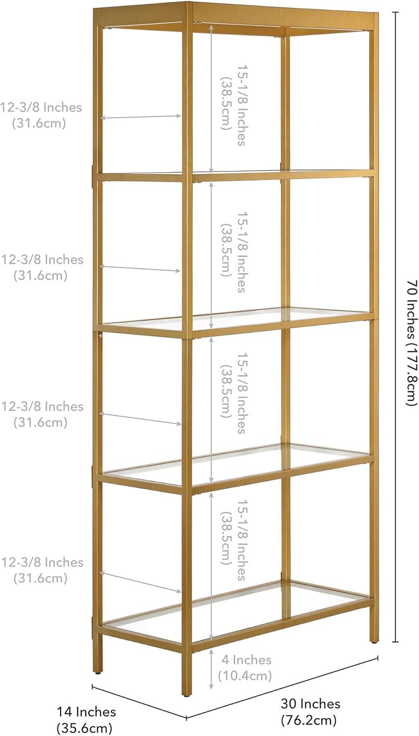 Evelyn&Zoe Alexis 30" Wide Rectangular Bookcase, Brass