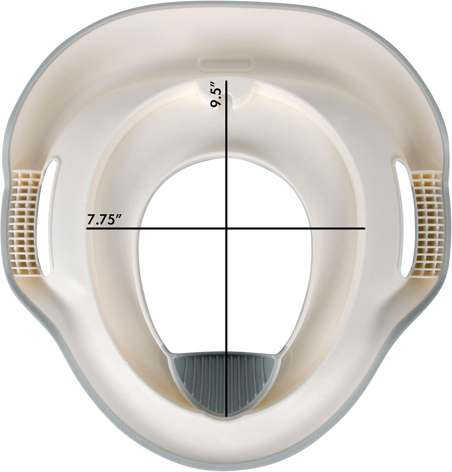 The First Years Soft Grip Potty Training Toilet Seat - Attachable Toddler Potty Training Seat for Adult Size Toilet - Gray