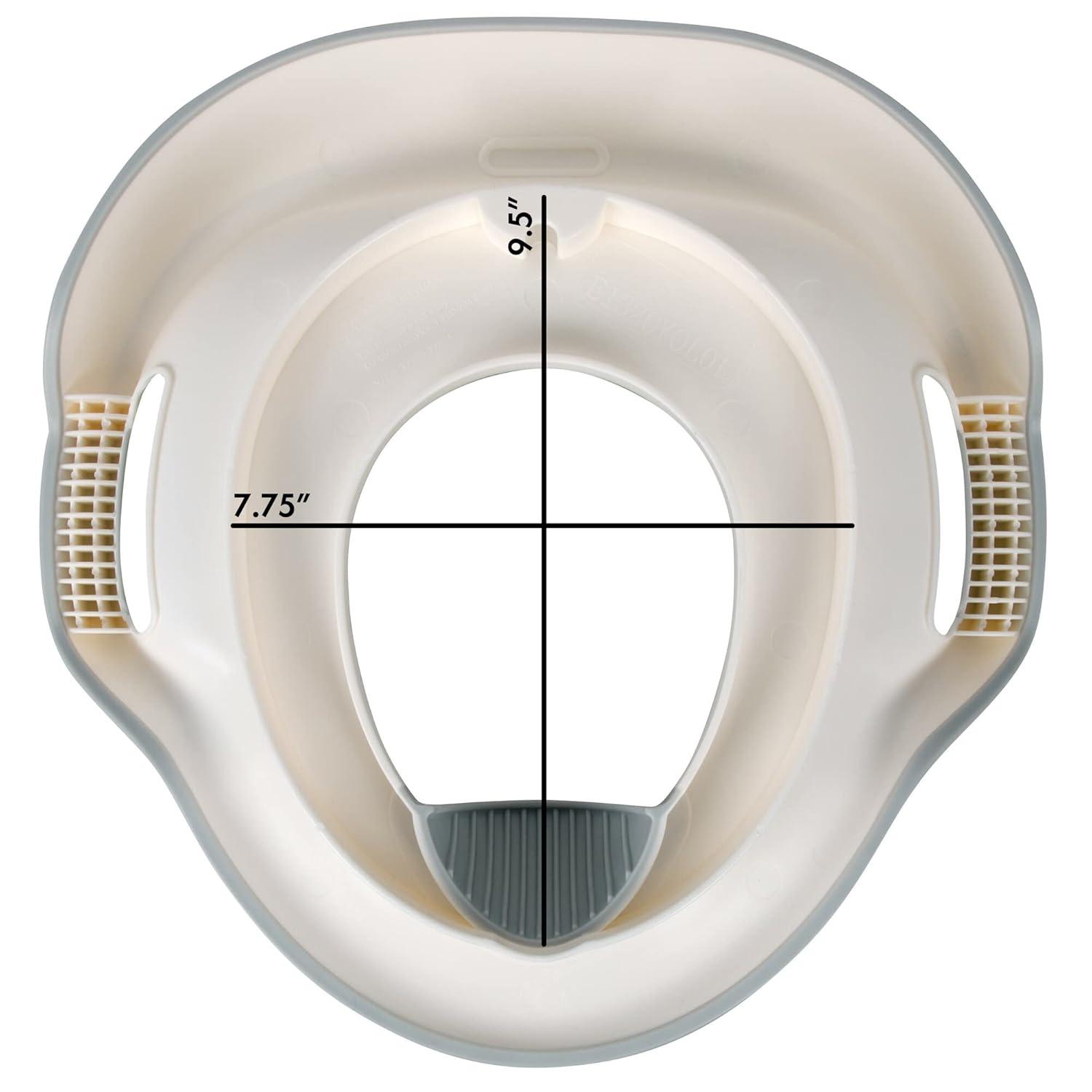 The First Years Soft Grip Potty Training Toilet Seat - Attachable Toddler Potty Training Seat for Adult Size Toilet - Gray