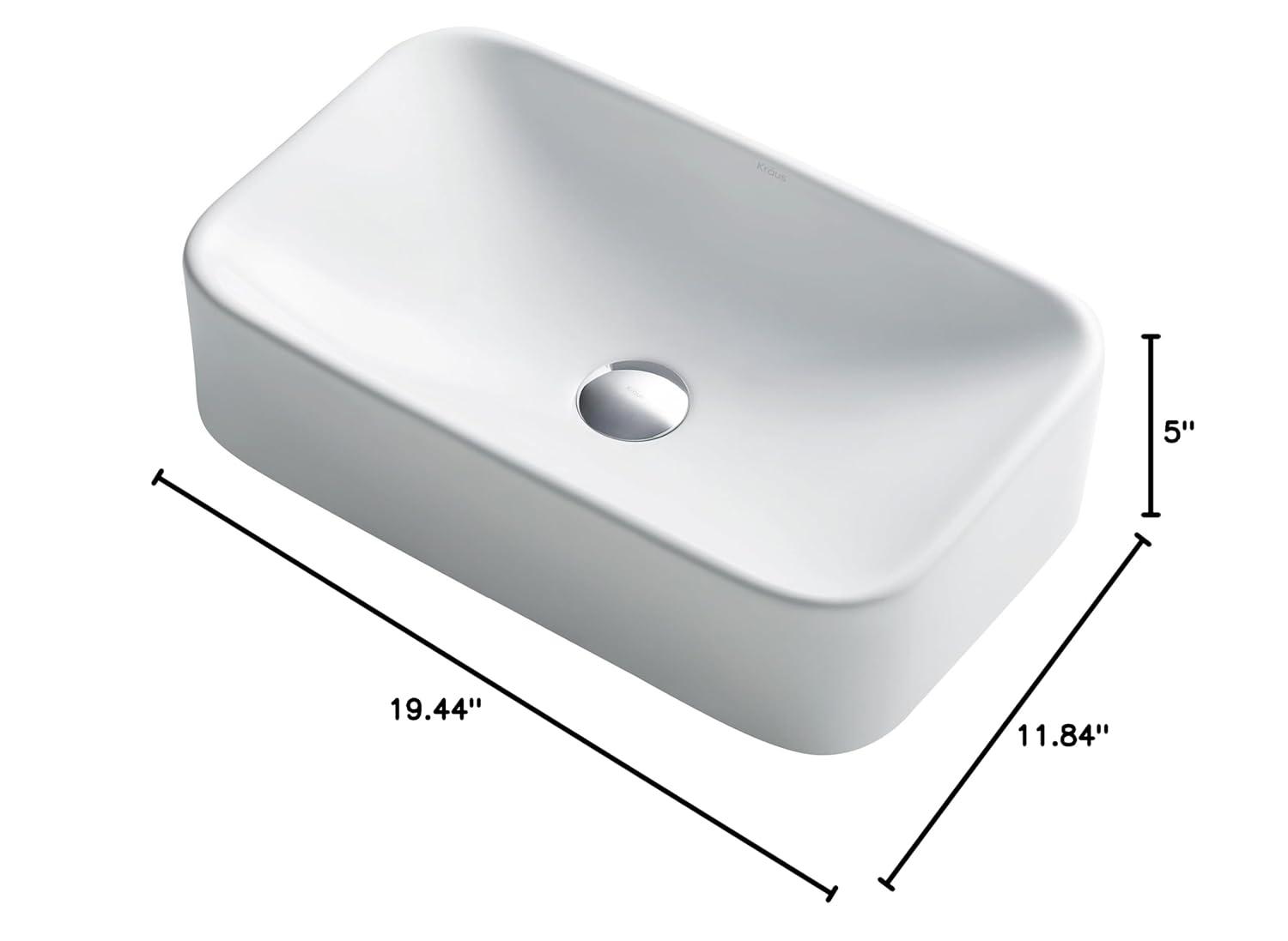 Elavo Ceramic Rectangular Vessel Bathroom Sink