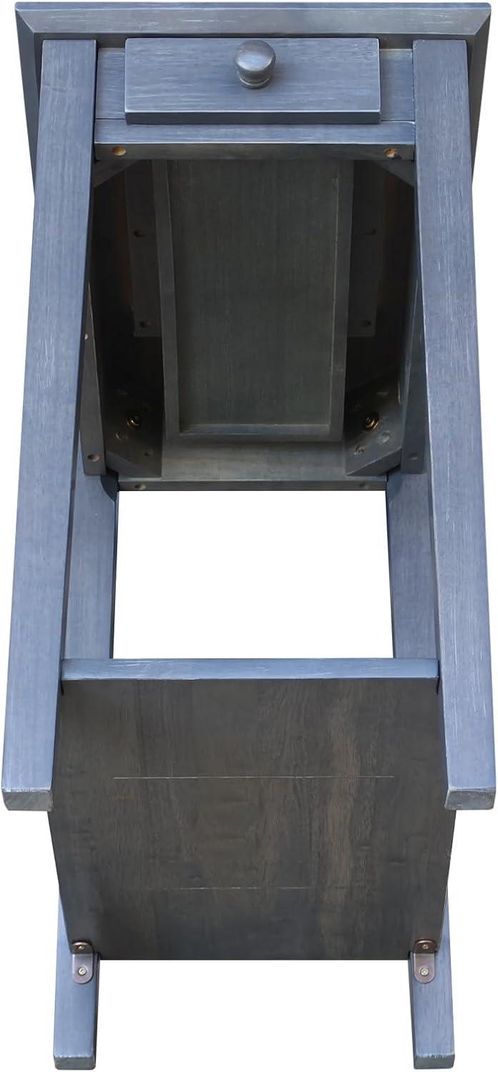 International Concepts Narrow End Table Heather Gray: Mid-Century Modern Style, Hardwood, Drawer & Shelf