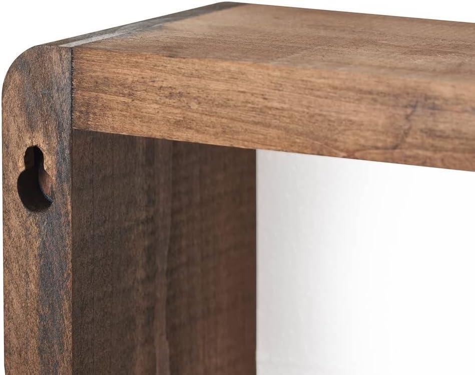 Stackable Floating Shelves, Farmhouse Style Decorative Box Bookshelves for Bedroom, Living Room, and More, Solid Wood, 8" H x 32" W x 4.00" D, Walnut Finish, 2-Pack