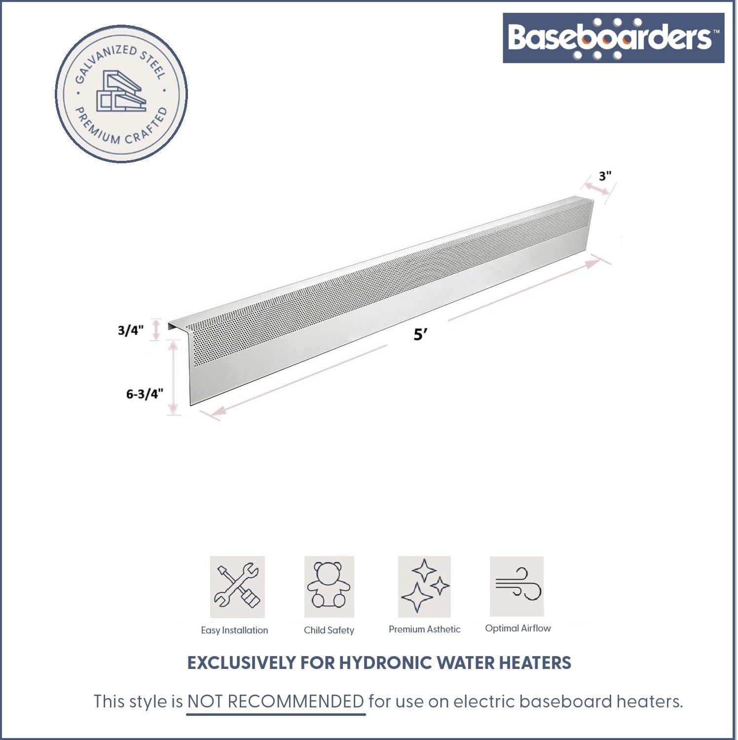 Baseboarders Baseboarders Basic Steel Easy Slip-On Baseboard Heater Cover Coupler - White