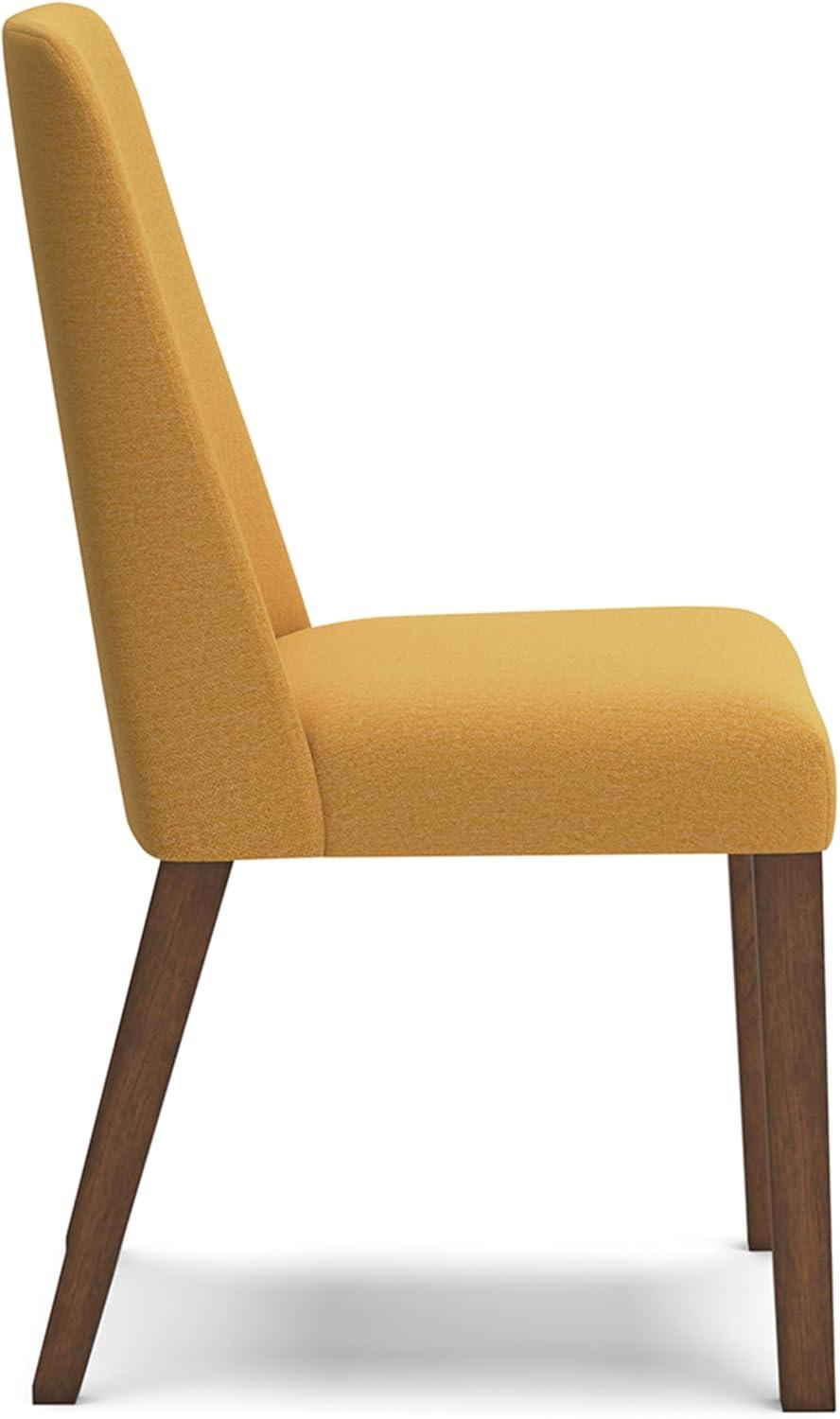 Mustard Yellow and Brown Upholstered Wood Side Chair Set