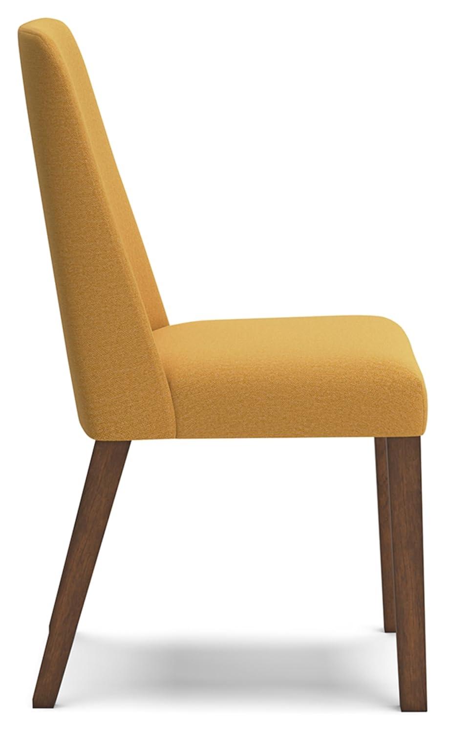 Mustard Yellow and Brown Upholstered Wood Side Chair Set