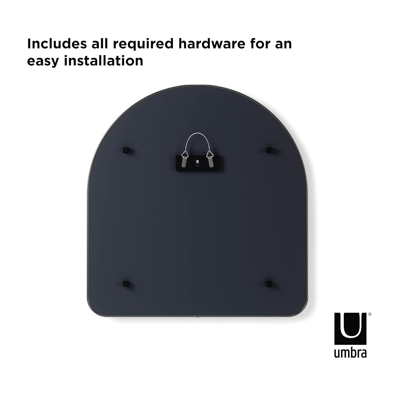 34" x 36" Hubba Arched Mirror Metallic Titanium - Umbra: Modern Oval Wall Mount, No Assembly, Steel Frame