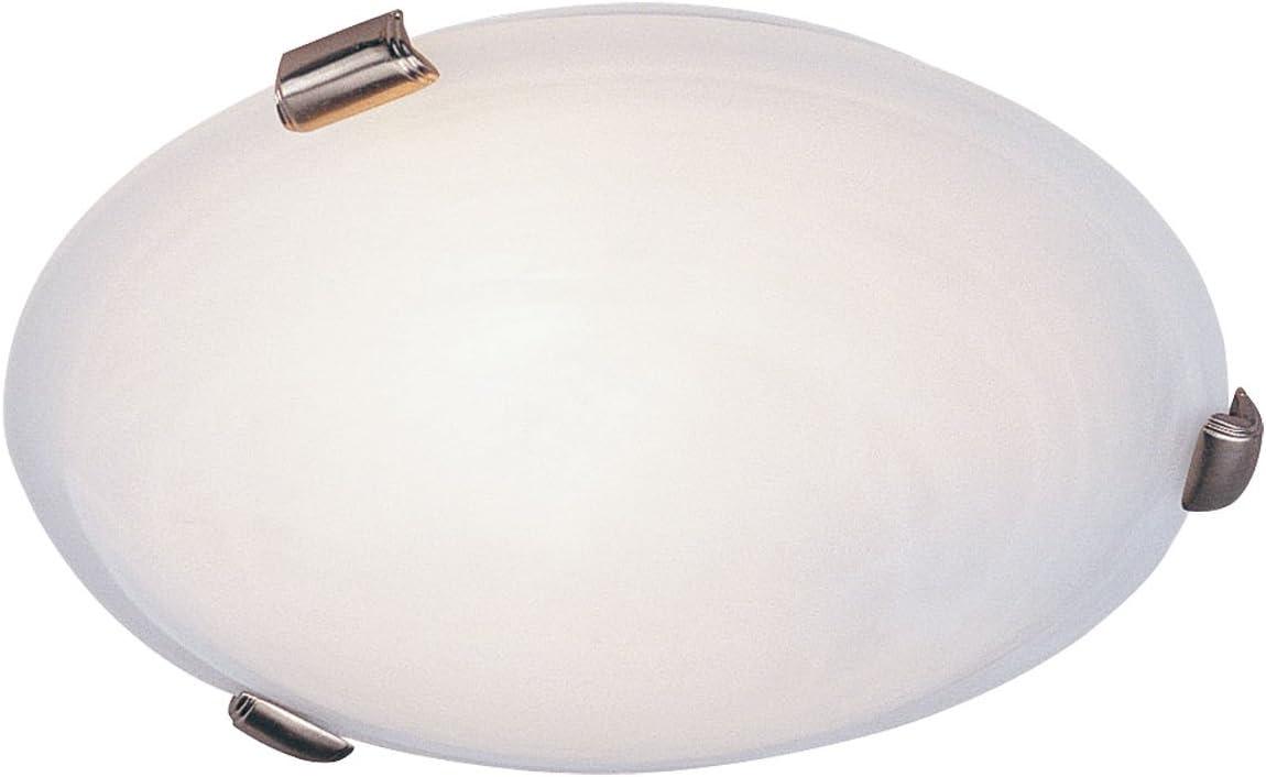 Oasis 12.25" Brushed Nickel Flush Mount with White Alabaster Glass