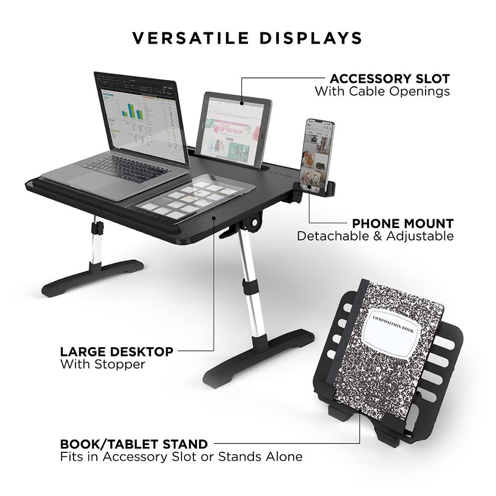 Limitless TotalDesk Portable Workstation Lap Desk with 12.3" Adjustable Height and Tilt 5.8lb - Black