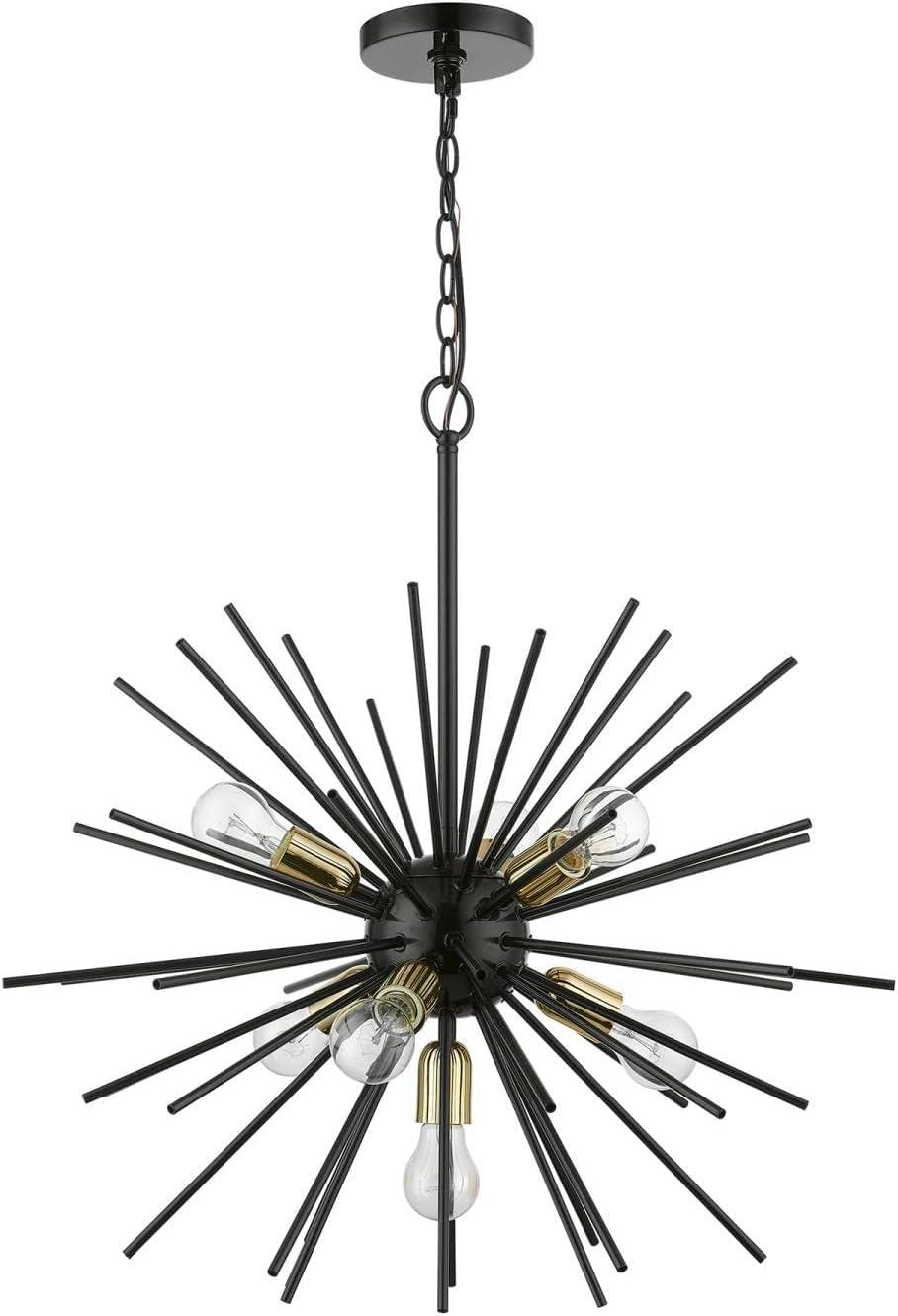 Livex Lighting Tribeca 7 - Light Pendant in  Shiny Black/Polished Brass
