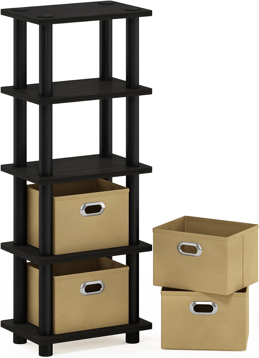 Espresso 4-Bin Wood Organizer Rack for Stylish Storage