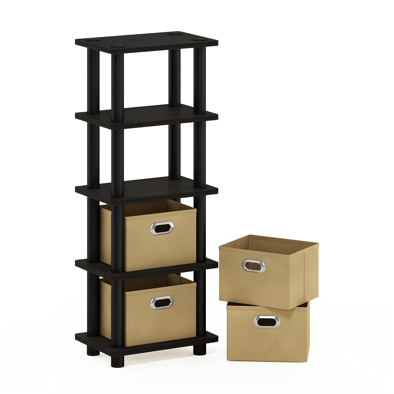 Furinno 5-Tier Multi-Functional Storage Shelves Display Rack Bookcase for Bathroom&Living room&Home office&Kitchen,Espresso