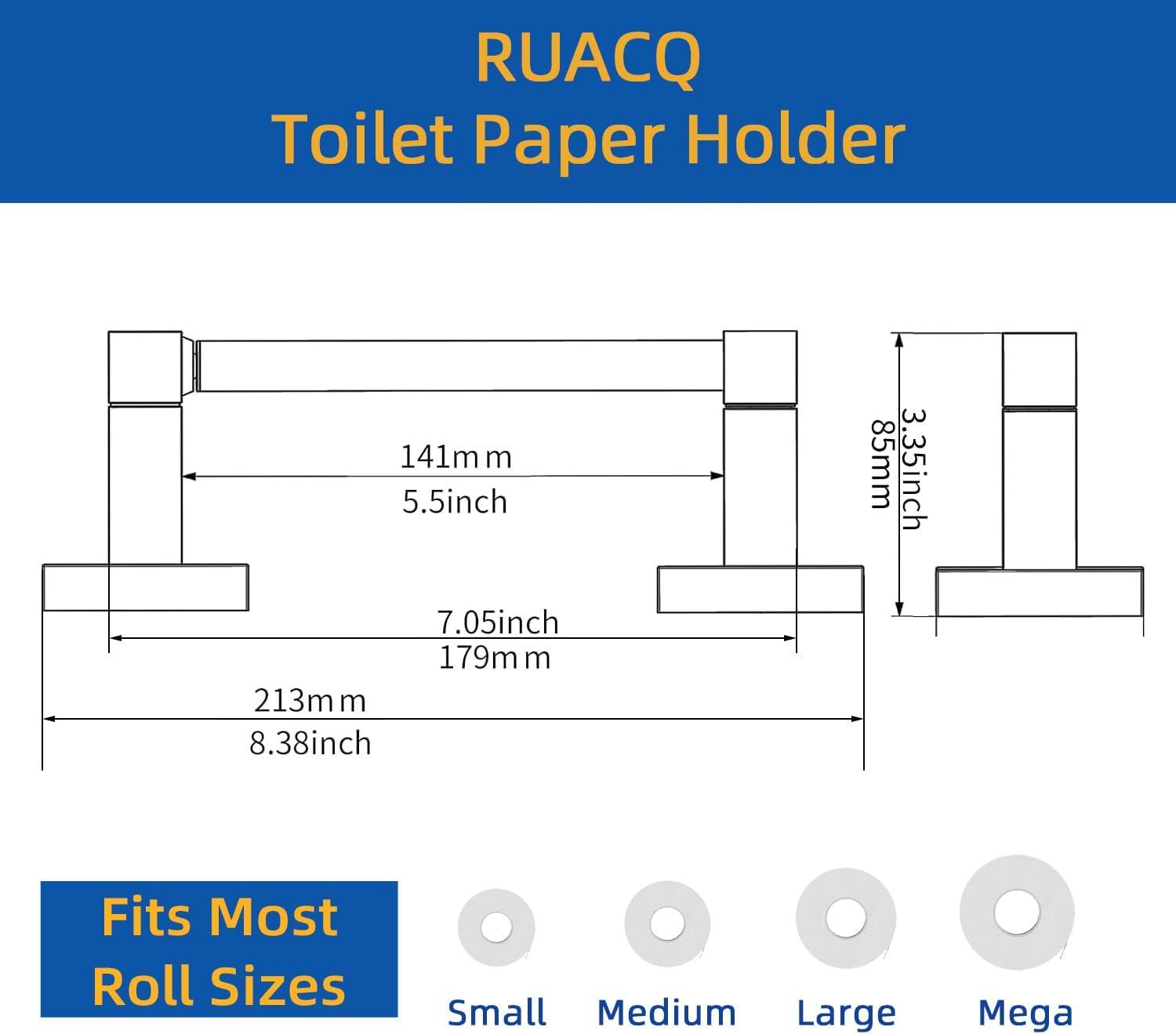 Double Post Pivoting Modern Square Toilet Paper Holder by RUACQ, Matte Black, Wall Mounted