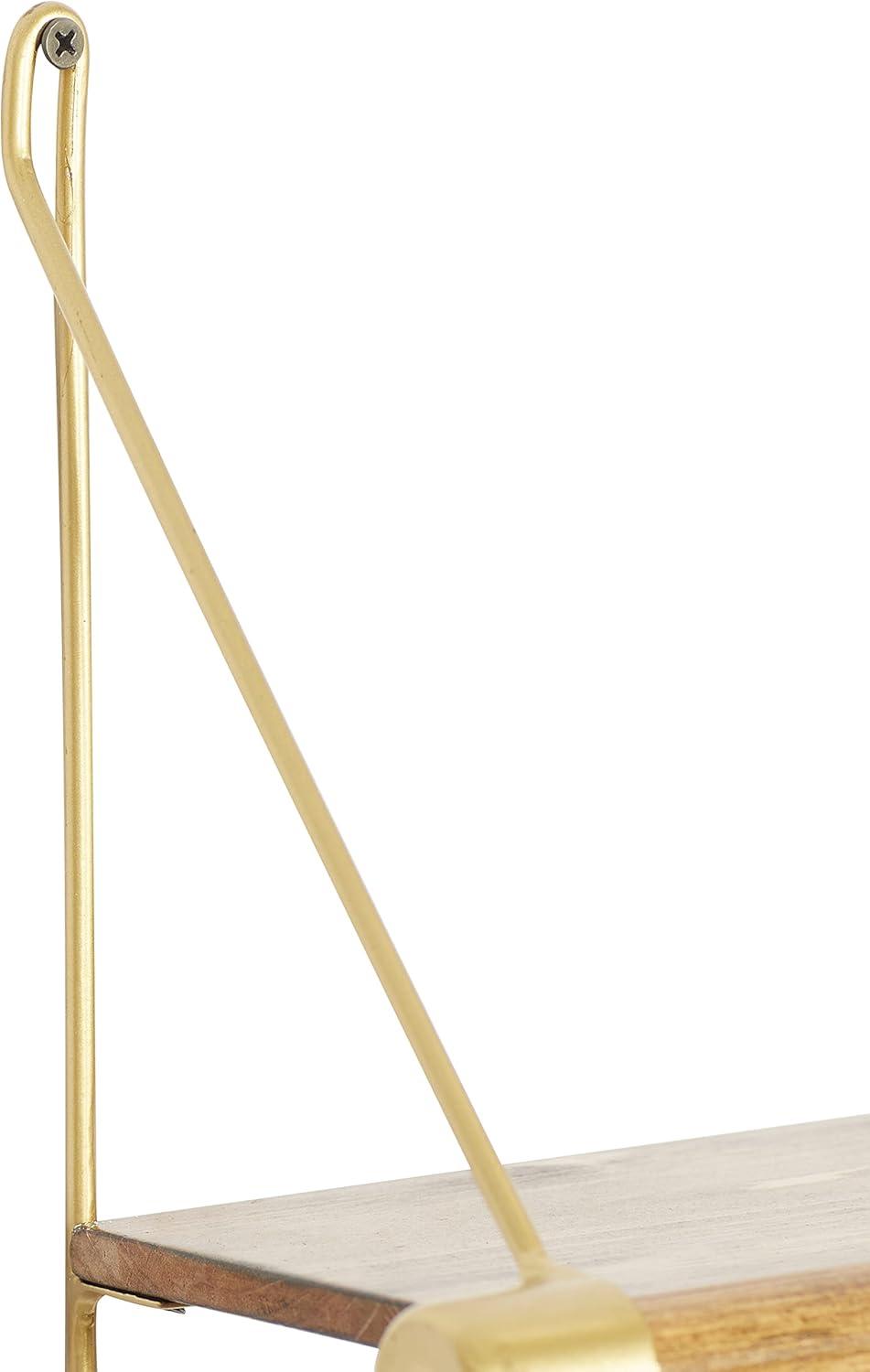 DecMode Gold Wood Contemporary Wall Hook