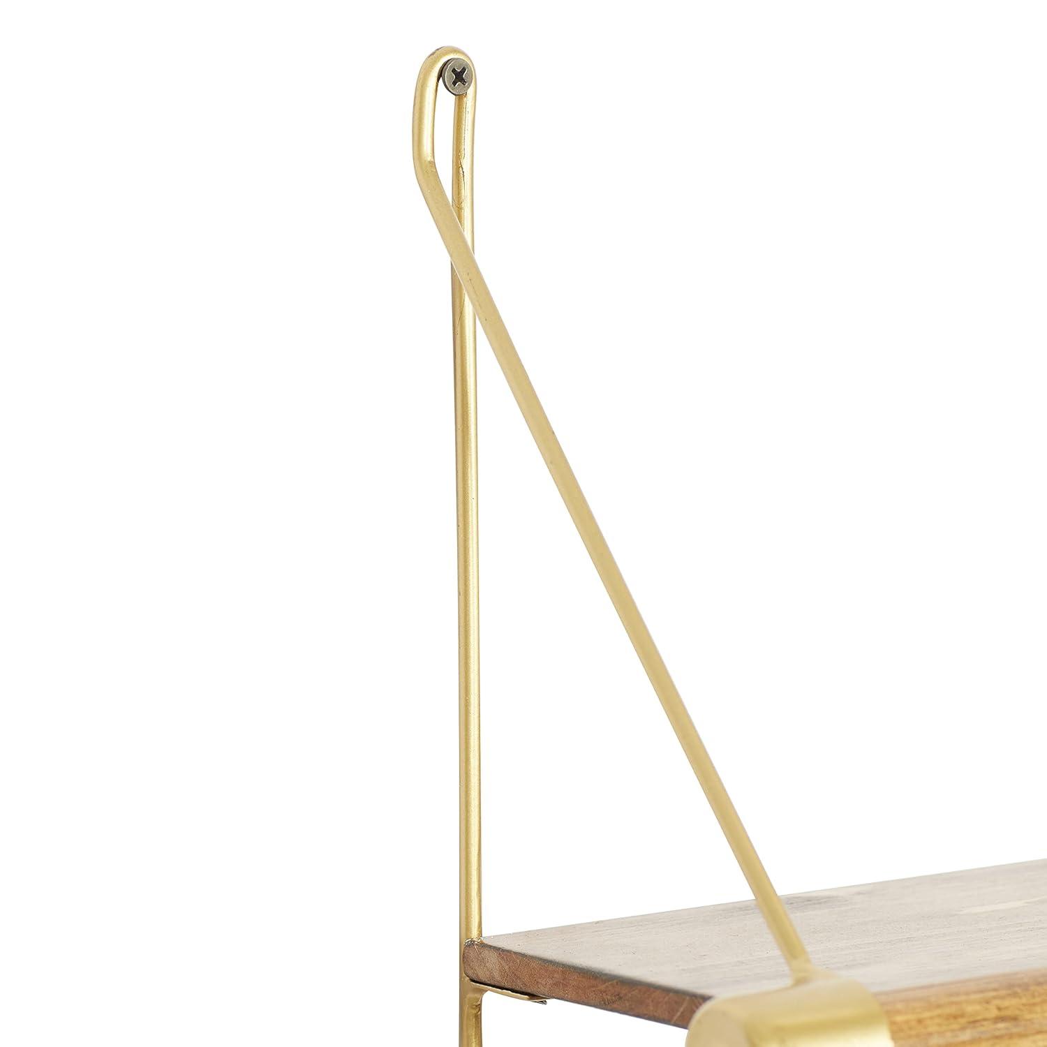 DecMode Gold Wood Contemporary Wall Hook