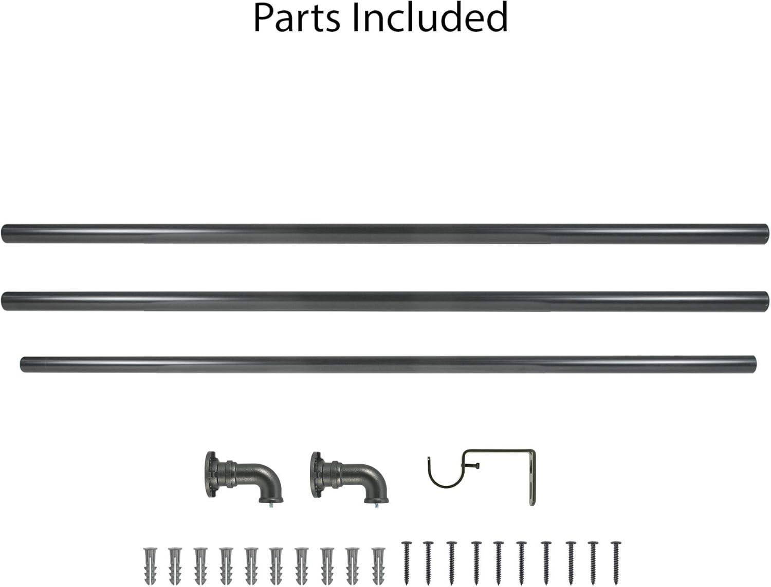 Decopolitan Dark Bronze Adjustable Industrial Drapery Rod Set, 144 in