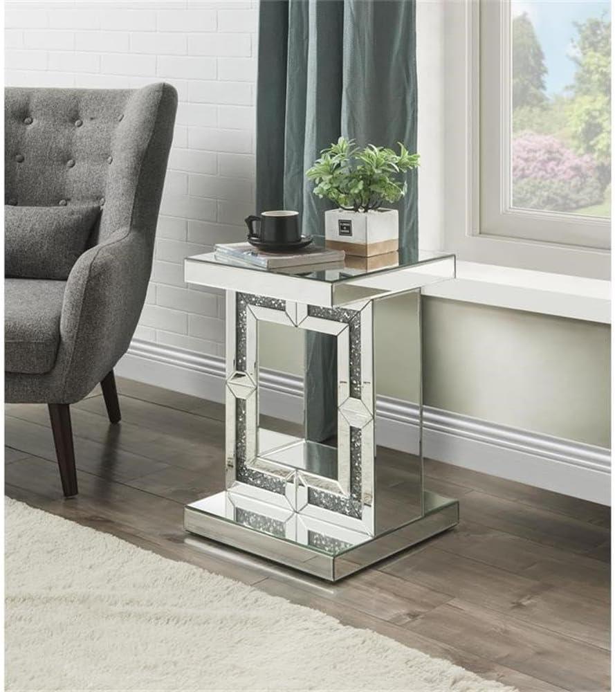 16" Noralie Accent Table Mirrored/Faux Diamonds - Acme Furniture