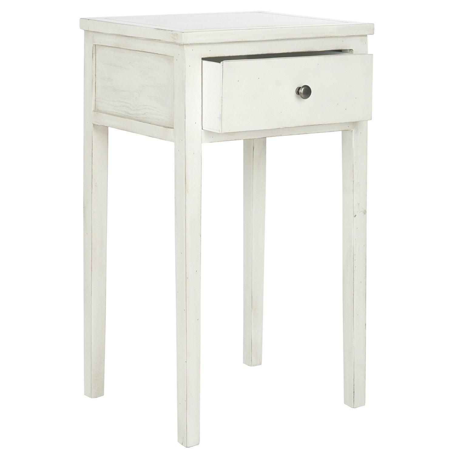 SAFAVIEH Abel Nightstand With Storage Drawer White Birch