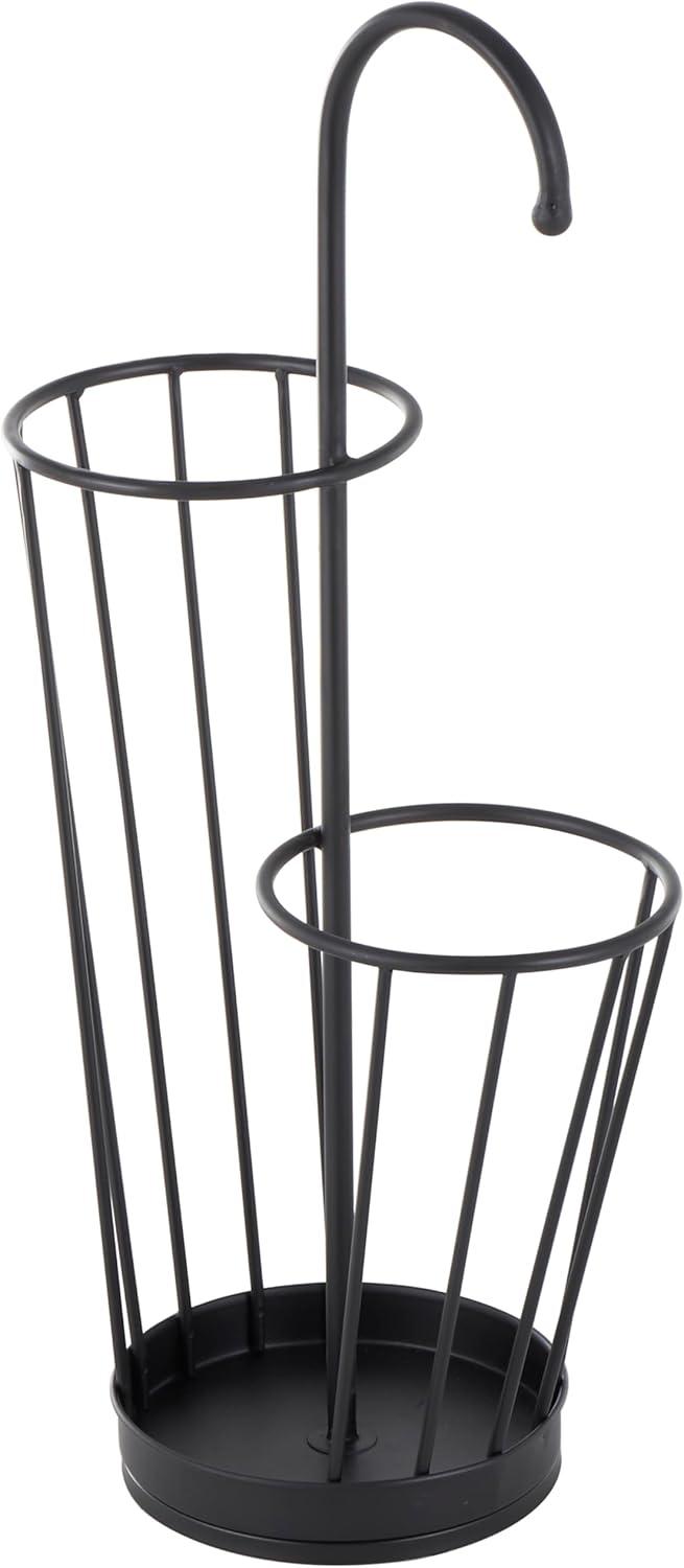 DecMode Brown Metal Umbrella Stand with Embossed Emblems