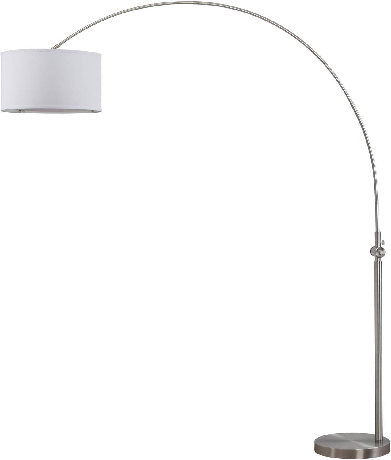 Ascella Nickel 86" Contemporary Arc Floor Lamp with White Shade